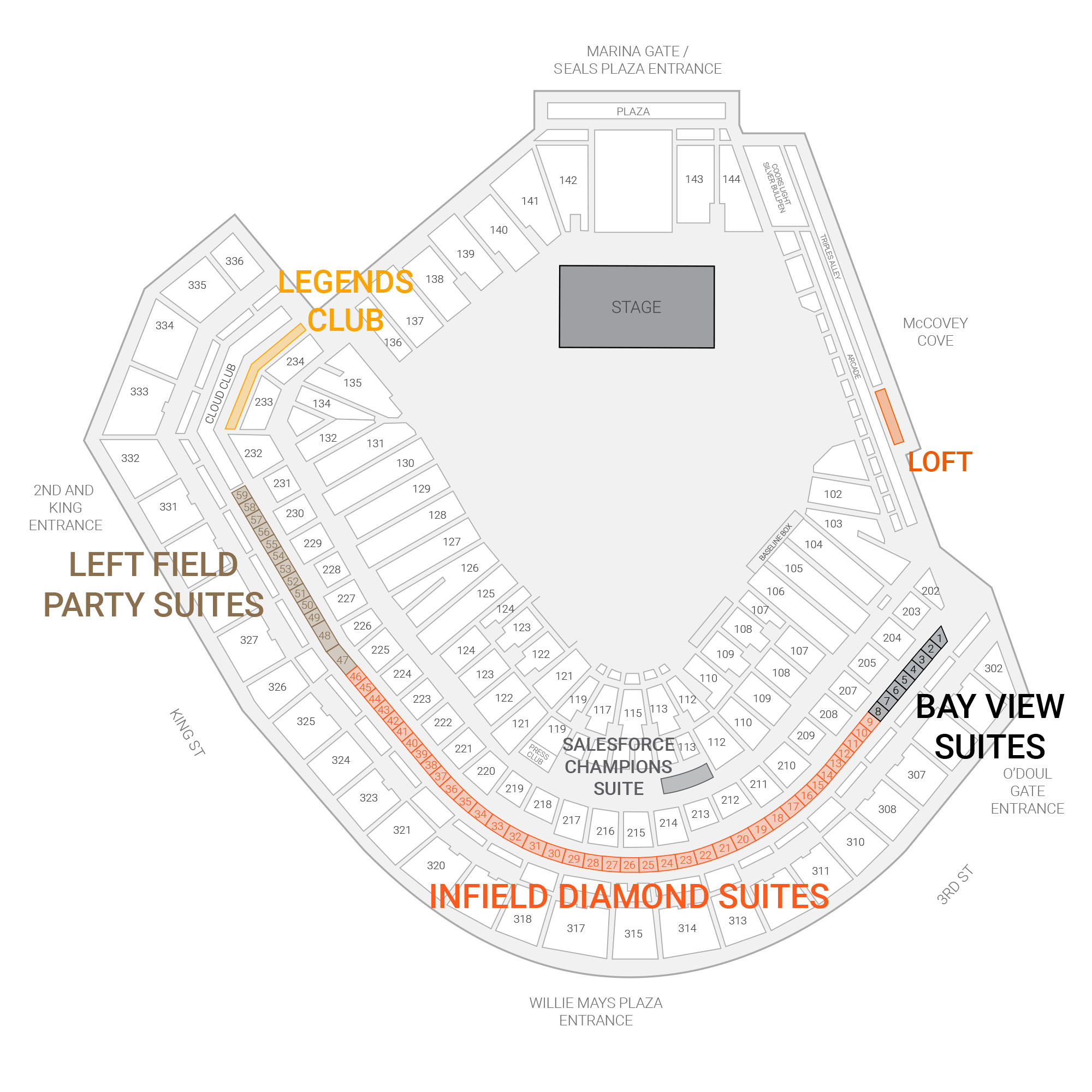 Oracle Park Suite Map and Seating Chart